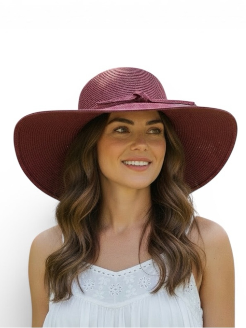Bijoux Terner Red Straw Sun Hat Wide Brim Packable Sun Hat
